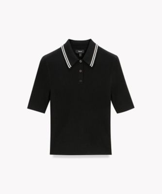 ＜Theory (Women／大きいサイズ)＞Ｒｅｇａｌ　Ｗｏｏｌ　Ｔｉｐｐｅｄ　Ｒｉｂ　Ｐｏｌｏ