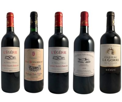 <フードフェスティバル　お酒（配送)> 【送料無料】フランス２０００年ビンテージ含むボルドー赤ワイン５本セット