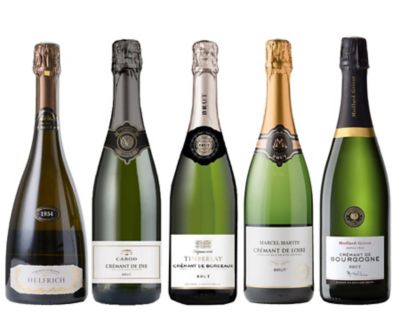 <フランス展ワイン特集> 【送料無料】【ＣＥ７】フランス周遊　銘醸地域別　シャンパーニュ製法【クレマン】飲み比べ５本セット　※７月３０日～８月１４日までのお届け