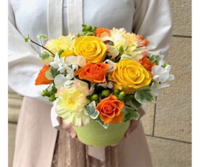<チュートム　サトウハナミセ> ＜チュートム　サトウハナミセ＞生花アレンジメント　カラフルポット２３　ビタミン