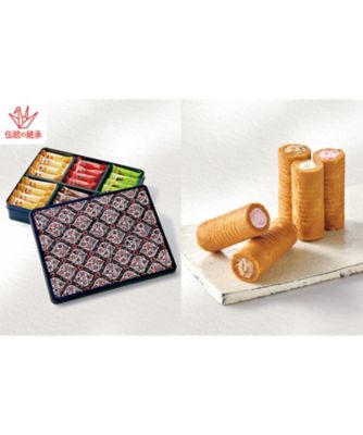 <${item.brandName}> 九州国立博物館　限定ギフト〈千鳥屋〉白地アラベスク壁龕立木文様更紗掛布　チロリアン詰合せ　※送料無料【Ｂ０５１５０３】