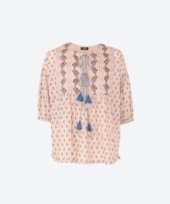 <marble SUD (Women/大きいサイズ)>Ｂｌｏｃｋ　Ｆｌｏｗｅｒ　Ｔｕｎｉｃ