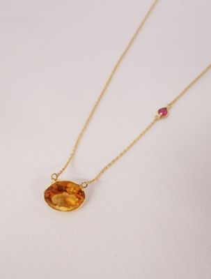 <br>K18WGシトリンネックレス7.75ct ソ/ネックレス/Aランク/62