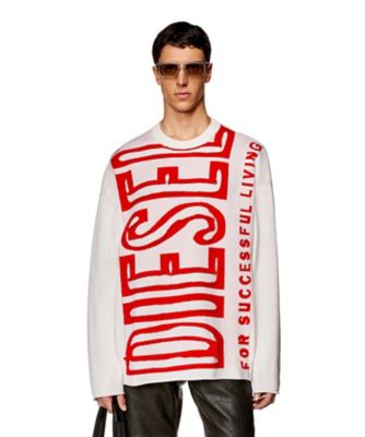 DIESEL ディーゼル 長袖ニットセーター メンズ ワンポイントロゴ