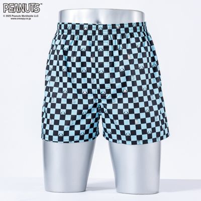 ＜PEANUTS (Men) ＞プリントトランクス　前開き　スヌーピーチェッカーズ　０１１３１０５００４