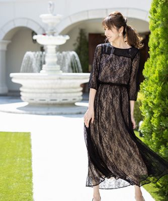 シフォン切替え総レースフレアロングワンピース 三越伊勢丹オンラインストア 公式