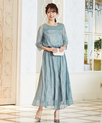 シフォン切替え総レースフレアロングワンピース 三越伊勢丹オンラインストア 公式