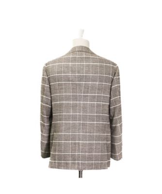 ベビーアルパカ×シルク ブラウングレンチェックジャケット