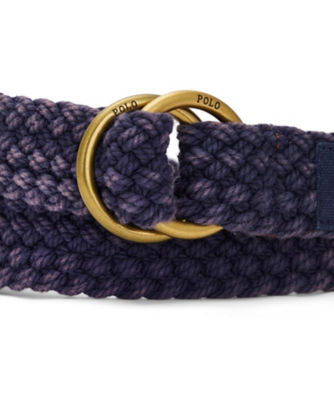 ポロラルフローレンのОリングコットンベルト【新品・Мサイズ・グリーン】 POLOラルフローレンO-RING BELT編み込みリングベルト緑グリーンL