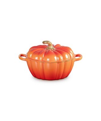 ＜LE CREUSET＞【送料無料】【ル・クルーゼおまとめ】シグニチャー　ココット・パンプキン　２４ｃｍ　フレイムドーレ　（ゴールドツマミ）
