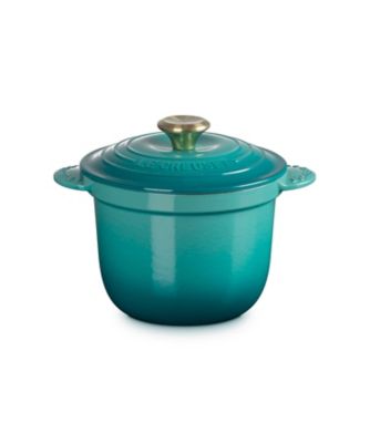 ＜LE CREUSET＞【ル・クルーゼおまとめ】ココット・エブリィ　ブルー　リビエラ　（ライト　ゴールドツマミ）