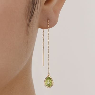 Ｋ１４ＹＧ　ペリドット　シングルピアス