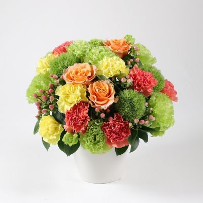 ＜第一園芸＞生花アレンジメント　ミレーユ　オレンジＬ