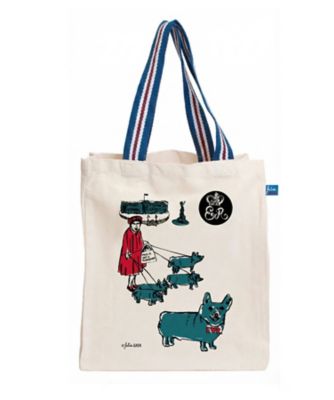 ＜Julia GASH＞★ショッピングバッグ（大）女王陛下とお散歩　ブルーグレー