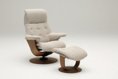  プレミアムチェア ザ・ファースト RU72モデル（リクライニングチェア＋オットマン）Mサイズ ミックスグレー×モルトブラウン 椅子