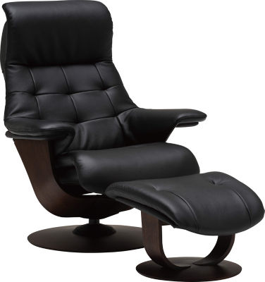  プレミアムチェア ザ・ファースト RU72モデル（リクライニングチェア＋オットマン）Mサイズ ブラック×モカブラウン 椅子
