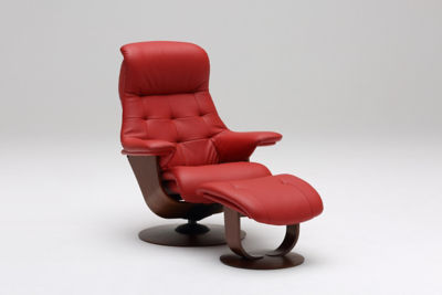  プレミアムチェア ザ・ファースト RU72モデル（リクライニングチェア＋オットマン）Mサイズ レッド×オリオウォールナット 椅子