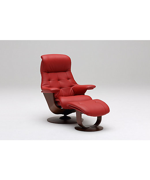 ＜三越伊勢丹/公式＞ プレミアムチェア ザ・ファースト RU72モデル（リクライニングチェア＋オットマン）Mサイズ レッド×オリオウォールナット 椅子