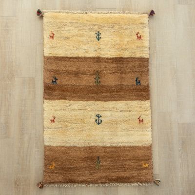 ★ペルシャ絨毯　手織りギャッベ　玄関マットＬサイズ
