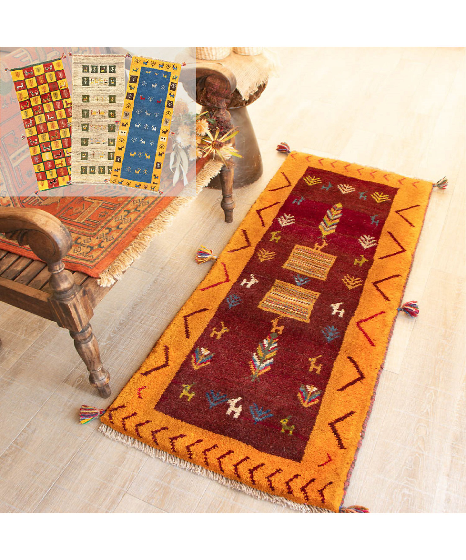 カーペット 手織りペルシャ絨毯 ギャッベ ロリバフ 新品 250 × 202cm Ni313