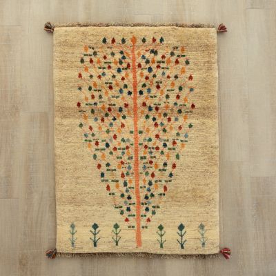 ★ペルシャ絨毯　手織りギャッベ　玄関マットＬサイズ
