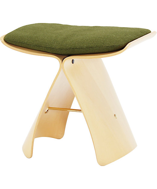  バタフライスツール メープル材×グリーン 椅子