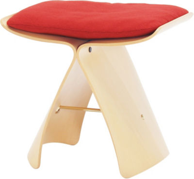  バタフライスツール メープル材×レッド 椅子