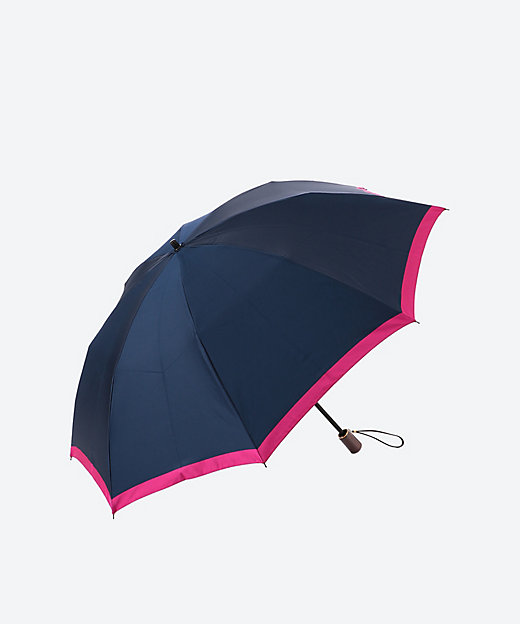 ＜三越伊勢丹/公式＞ 雨折傘「ボーダーL」 ネイビー 傘・日傘