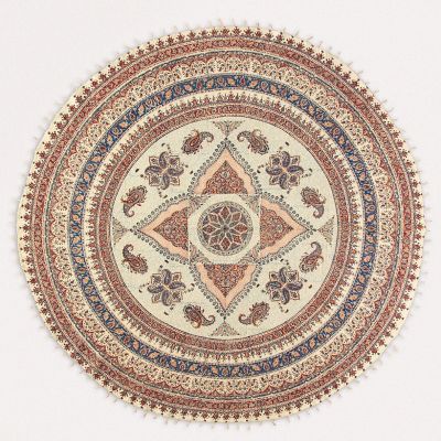 【SALE】三越伊勢丹オンラインストア 手染めペルシャ更紗(マルチカバー)210cm円形 (3)中心柄 ブラウン2 枕カバー【三越伊勢丹/公式】