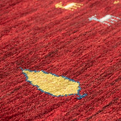 ★ペルシャ絨毯　手織りリーズバフトギャッベ　玄関マットＭサイズ【１】