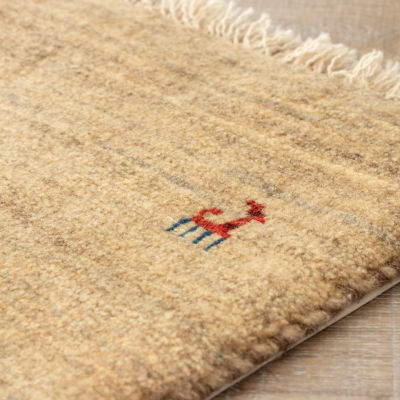 ★ペルシャ絨毯　手織りリーズバフトギャッベ　玄関マットＭサイズ【２】