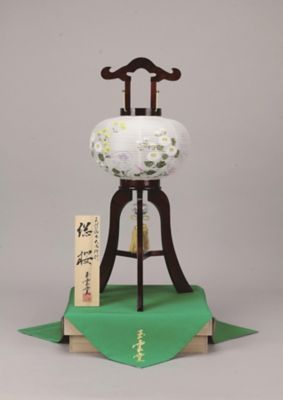 ＜盆提灯・行灯＞【ＥＣＮｏ．Ｆ－１】銘木行灯　総桜８号絹二重桐箱入