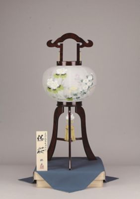 ＜盆提灯・行灯＞【ＥＣＮｏ．Ｆ－２】銘木行灯　総桜１０号絹二重桐箱入