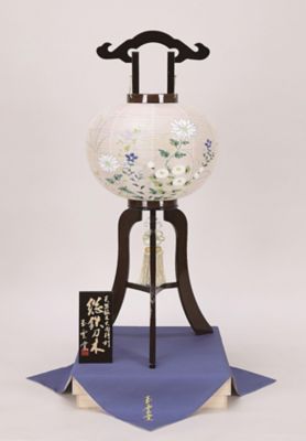 ＜盆提灯・行灯＞【ＥＣＮｏ．Ｆ－７】銘木行灯　鉄刀木大１１号竹ひご絹二重桐箱入