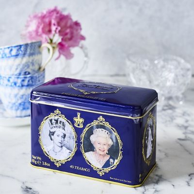 ＜NEW ENGLISH TEAS＞【英国展おまとめ】★エリザベス２世女王陛下缶　イングリッシュブレックファスト（ティーバッグ）