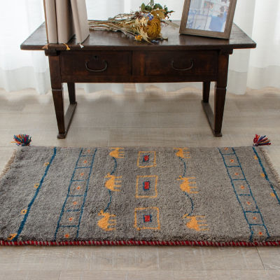 ギャッベ ペルシャ絨毯 73X50cm ギャベ 玄関マット 手織り ラグ 絨毯-