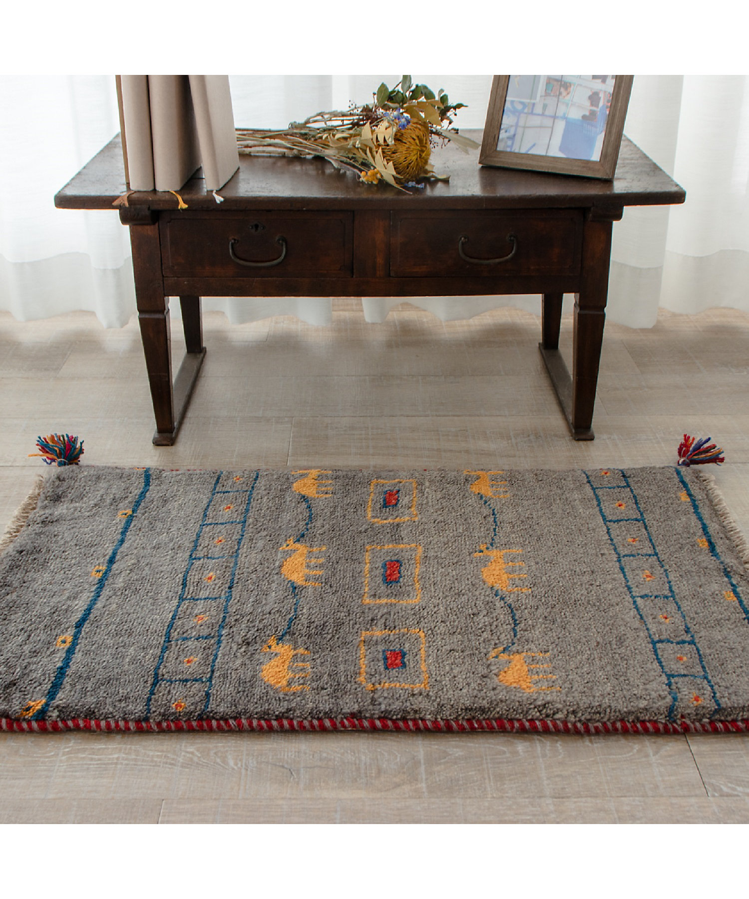 ペルシャ絨毯 ゾランヴァリギャッベ 93×63cm 玄関マットサイズ-
