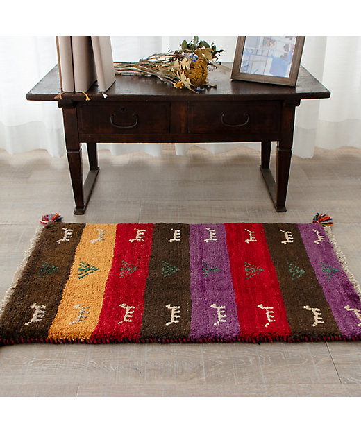 ★ペルシャ絨毯　手織りギャッベ　玄関マットＳサイズ　５