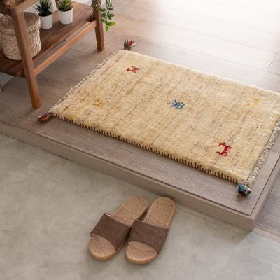 ★ペルシャ絨毯　手織りギャッベ　玄関マットＳサイズ　５
