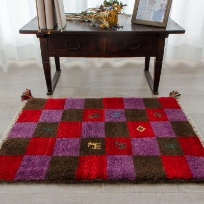 ギャッベ ペルシャ絨毯 58X43cm ギャベ 玄関マット 手織り ラグ 絨毯-