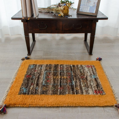 ギャッベ ペルシャ絨毯 80X56cm ギャベ 玄関マット 手織り ラグ 絨毯 