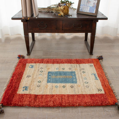 ギャッベ ペルシャ絨毯 80x56cm ギャベ 玄関マット 手織り ラグ 絨毯 