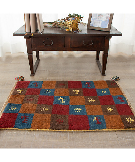 ギャッベ ペルシャ絨毯 74X52cm ギャベ 玄関マット 手織り ラグ 絨毯-