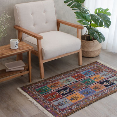 安心 保証 ペルシャ 絨毯（キリム絨毯）手織り 新品 138x105
