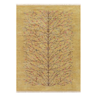 【SALE】三越伊勢丹オンラインストア ペルシャカーペット(機械織)ゼンデギ柄 150×200cm（1）オリーブイエロー ドアマット【三越伊勢丹/公式】