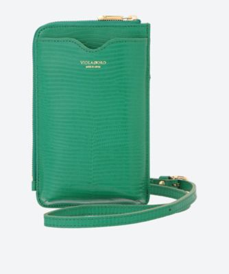 【新品】モスグリーンの革の丸型ポシェット 新品】モスグリーンの革の丸型ポシェット