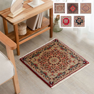 お買い得 ペルシャ絨毯 玄関マット 縦65cm横63cm イラン製 珍しい正方形
