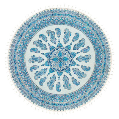 【SALE】三越伊勢丹オンラインストア 手染めペルシャ更紗(マルチカバー)150cm円形 2 (2)中心柄 ブルー srs20 インテリア・エクステリア【三越伊勢丹/公式】