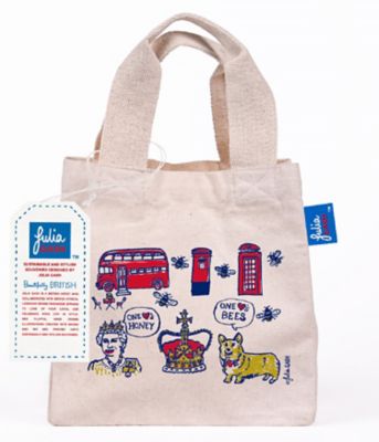 ＜Julia GASH＞★ショッピングバッグ（小）女王陛下とみつばち柄　ナチュラルハンドル