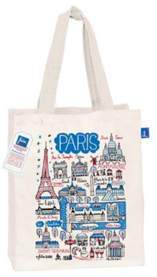 ＜Julia GASH＞★ショッピングバッグ（大）Ｐａｒｉｓ柄　ナチュラルハンドル